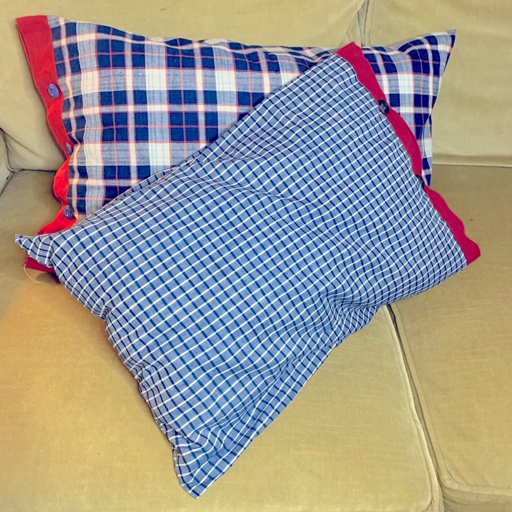 Ticking pillows with plaid and checks cases